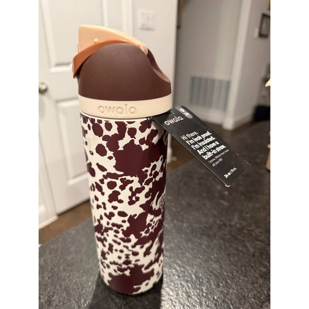 Owala FreeSip 24oz Stainless Steel Water Bottle Cowgirl Core Cow Print Ltd Ed
